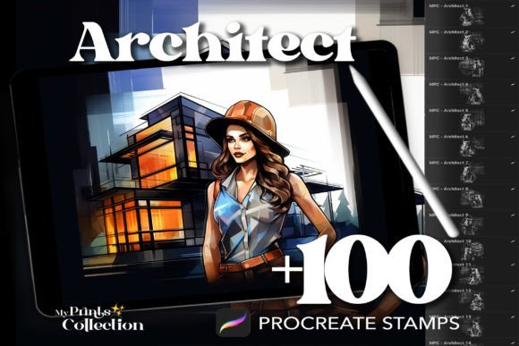 100 Procreate Architect Stamps