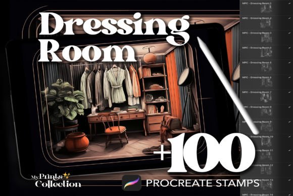 100 Procreate Dressing Room Stamps: A Practical Asset for Digital Illustrators