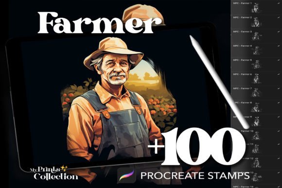 100 Procreate Farmer Stamps