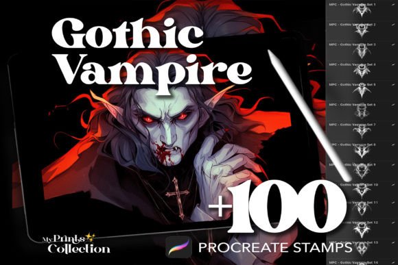 100 Procreate Gothic Vampire Stamps