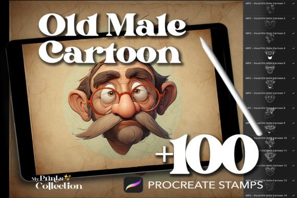 100 Procreate Head Old Male Cartoon