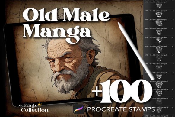 100 Procreate Head Old Male Manga Stamp: A Practical Asset for Digital Artists