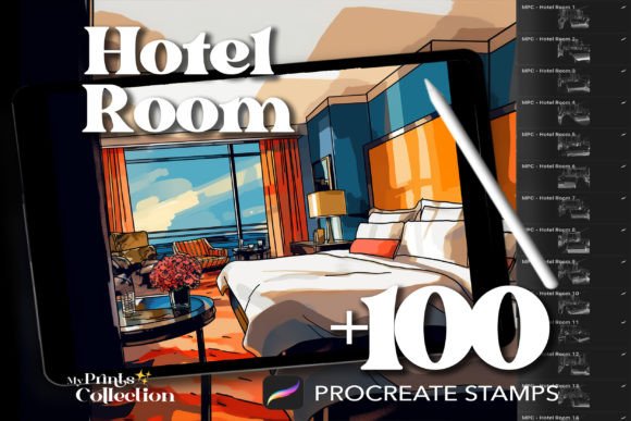 100 Procreate Hotel Room Stamps