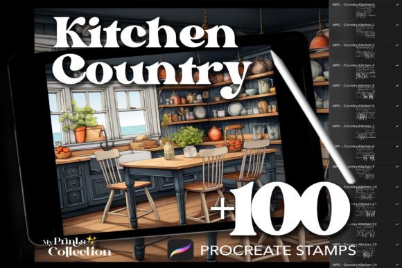 100 Procreate Kitchen Country Stamps