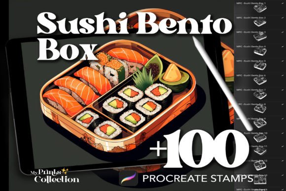 100 Procreate Sushi Bento Box Stamps: Elevate Your Digital Art with Delicious Details
