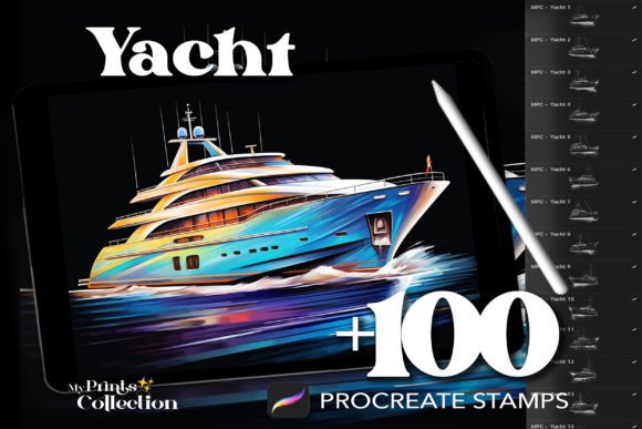 100 Procreate Yacht Stamps: Digital Voyage