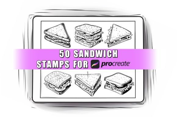 50 Sandwich Procreate Stamps Brush