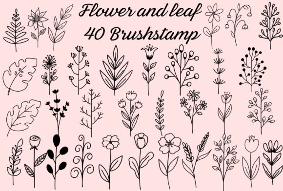 Flower and Leaf Brush Stamp for Procreate