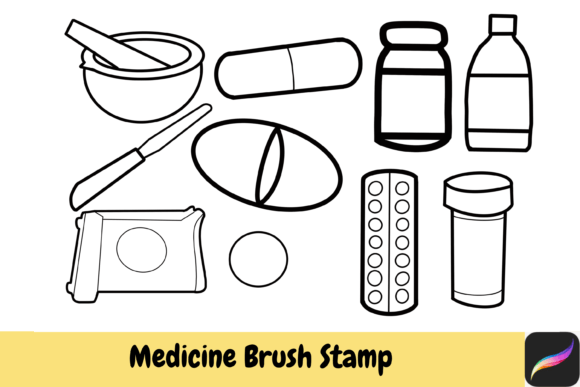 Medicine Pharmacy Brush Stamp Procreate: Elevate Your Digital Art with Authentic Medical Illustrations