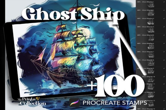 Sail Into the Unknown with 100 Procreate Ghost Ship Stamps